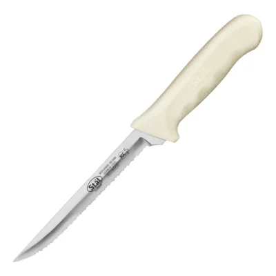 Utility Knife, 6" Wavy Edge Blade, German Steel, Stal, White
