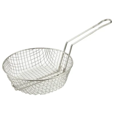 Culinary Basket, 12" Dia., 3" Deep, Round, Nickel Plated