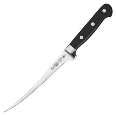 Fillet Knife, 7" Forged Flexible Curved Blade, German Carbon Stainless Steel, Black