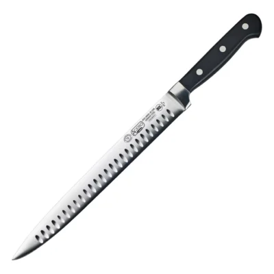 Slicer, 10" Granton Edge Forged Blade, German Carbon Stainless Steel, Black