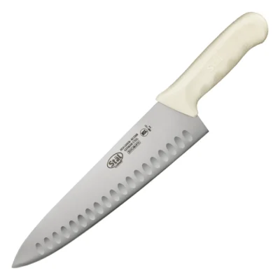 Chefs Knife, 10" Hollow Ground Edge Blade, German Steel, Stal, White