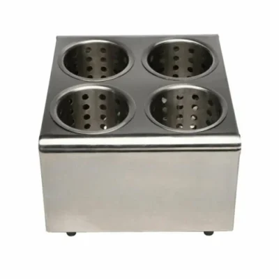 Flatware Dispenser, 4 Hole, Stainless Steel