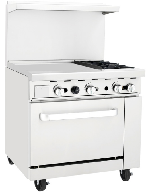 Gas Range with 24" Griddle, Natural Gas Only, Two Burners & Oven – 36" (Discontinued Overstock)
