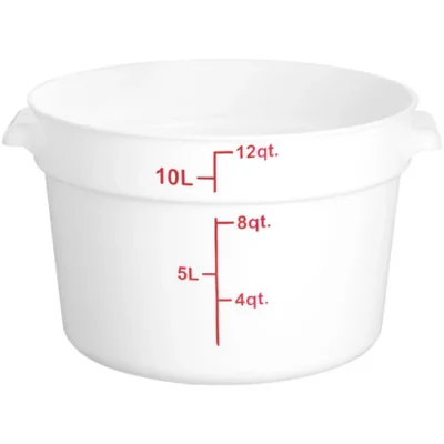 Food Storage Container, 12 qt., Round, White