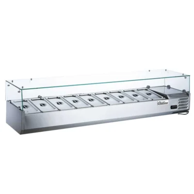 Coldline Countertop Salad Bar, Glass Topping Rail, 80"