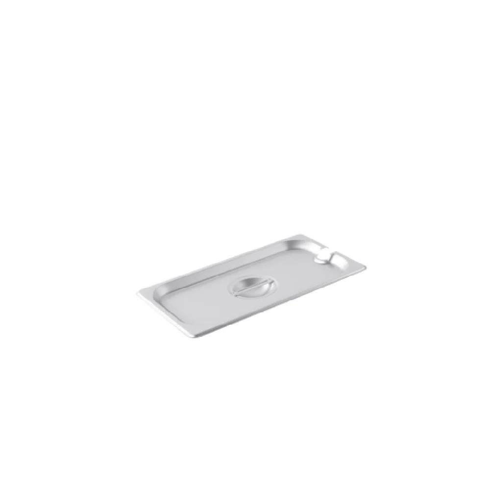 Steam Pan Cover, 1/3-Size, Notched, Stainless Steel