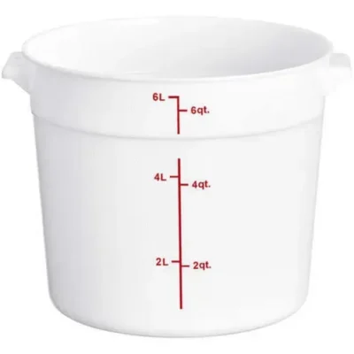 Food Storage Container, 8 qt., Round, White