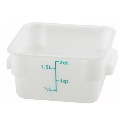Square Storage Container, 2 qt., Polypropylene, Translucent