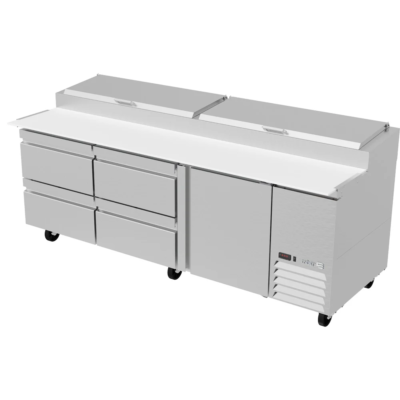 Asber Side-Mount Refrigerated Table, 93-3/4", 4 Drawers, 30.2 cu.ft.