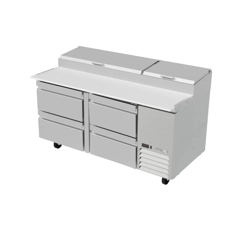 Asber Side-Mount Refrigerated Table, 67-1/2", 4 Drawers, 20.8 cu. ft.