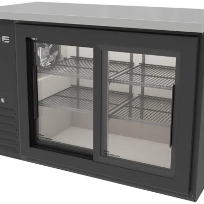 Asber Slim Line Back Bar Refrigerator, 49-3/4", Glass Sliding Doors