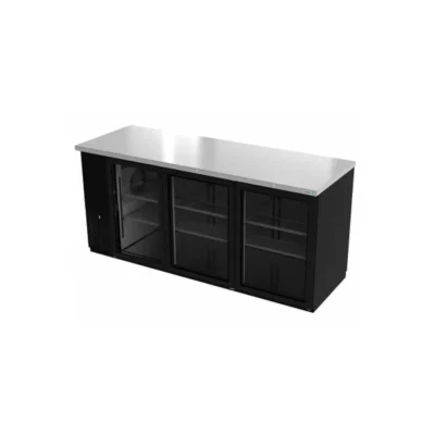 Asber Back Bar Cooler, 80", Self-Contained Refrigeration, Three-Section, Glass Doors