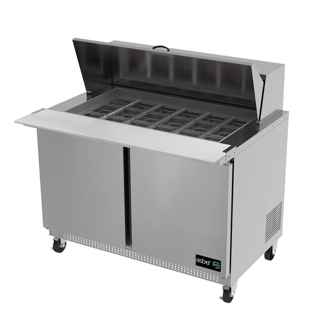Asber Mega Top Sandwich/Salad Prep Table, 48", 2 Solid Doors