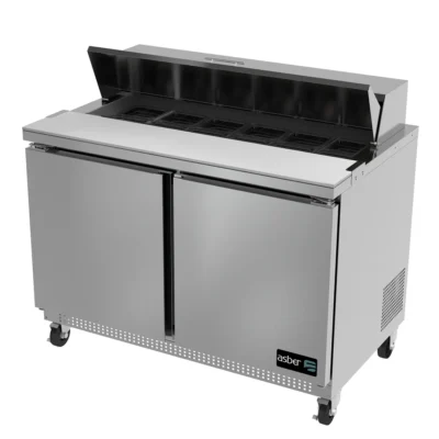 Asber Sandwich/Salad Top Prep Table, 48", Self-Contained Refrigeration, 2 Doors