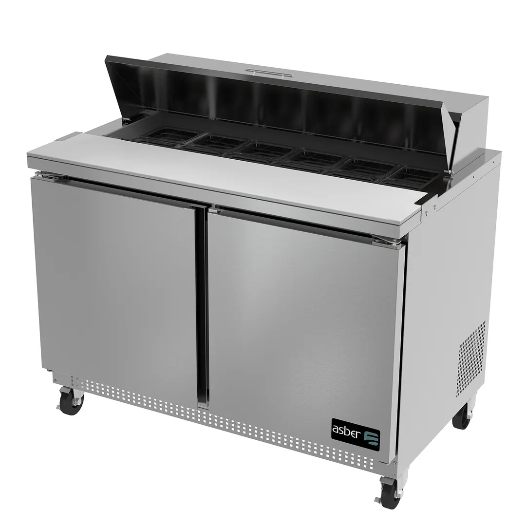 Asber Sandwich/Salad Top Prep Table, 48", 2 Solid Doors