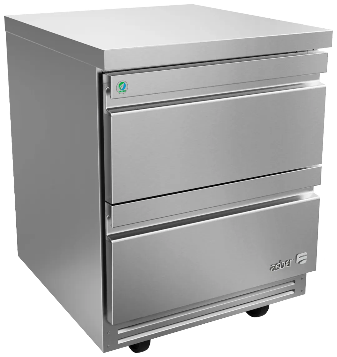 Asber Premium Refrigerator Undercounter, 27-3/4", 2 Drawers, 9.5 cu. ft.