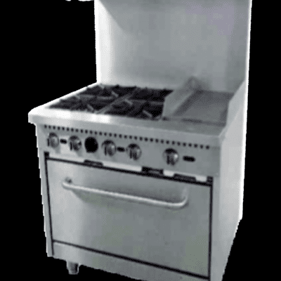 Serv-Ware SGR-4B-12G 36 inch commercial gas range 4 burners 12 inch griddle