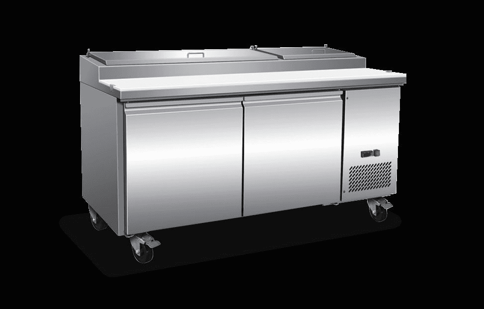 Serv-Ware PP71-9-HC 71-inch refrigerated pizza prep table 9-pan stainless steel