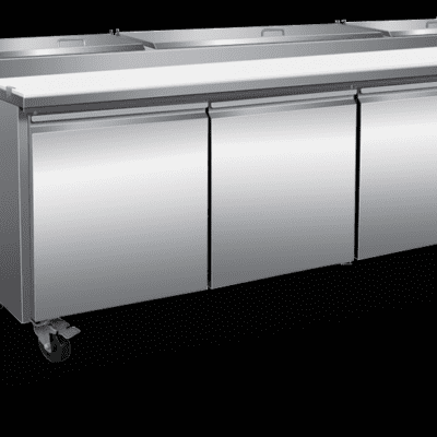 Serv-Ware PP93-12-HC 93-inch refrigerated pizza prep table 12-pan stainless steel