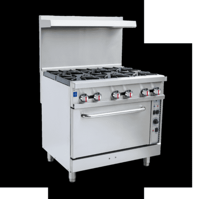Serv-Ware SGR-6B-C 6-burner gas range convection oven stainless steel