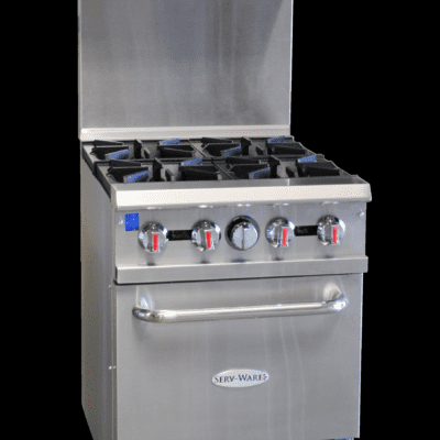 Serv-Ware SGR-4B 4-burner gas range with single oven stainless steel